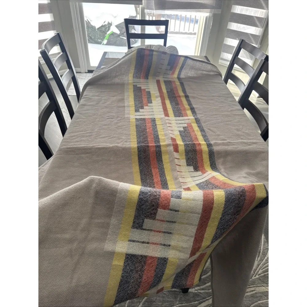 West Elm Double Reversible Aztec Wool‎ Gray Blanket   NWOT
